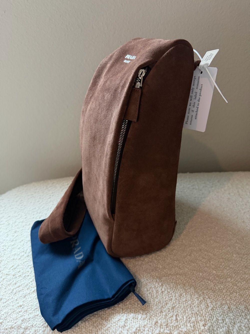 Prada Brown Suede Crossbody Sling Bag - Picture 2 of 12